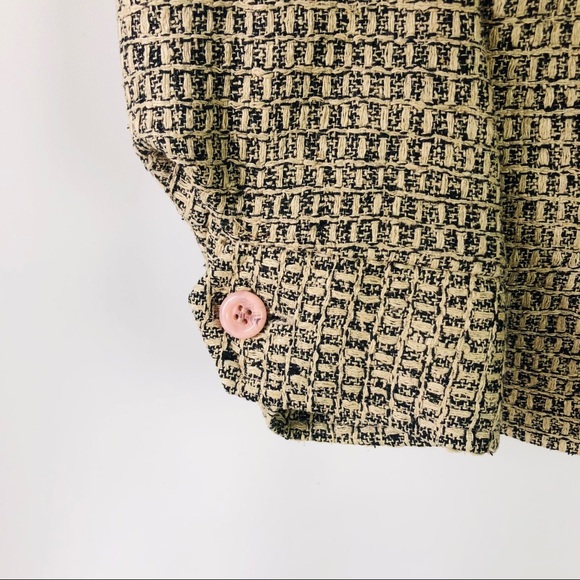 Ann May tan black woven 100% silk zip front jacket - Picture 5 of 8